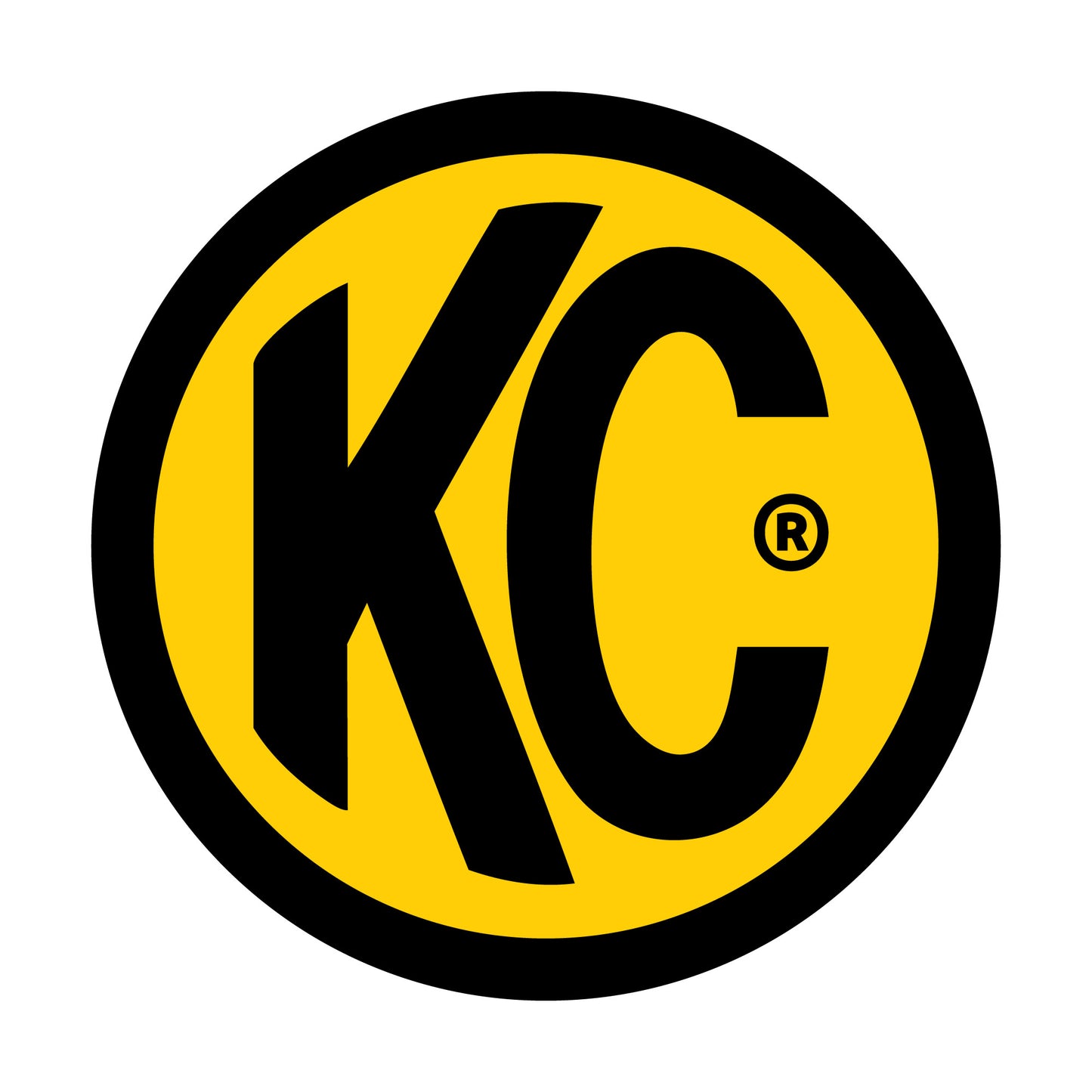 KC Hilites DECAL 3IN ROUND KC LOGO YELLOW/BLACK PN:9900