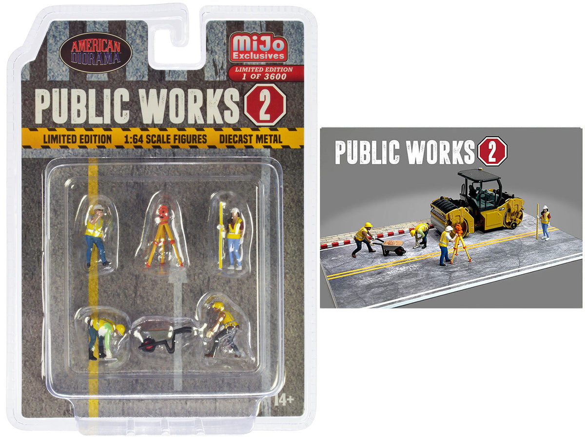 "Public Works 2" 6 piece Diecast Figure Set (4 Figures 1 camera 1 wheelbarrow) Limited Edition to 3600 pieces Worldwide for 1/64 scale models by American Diorama  free shipping USA