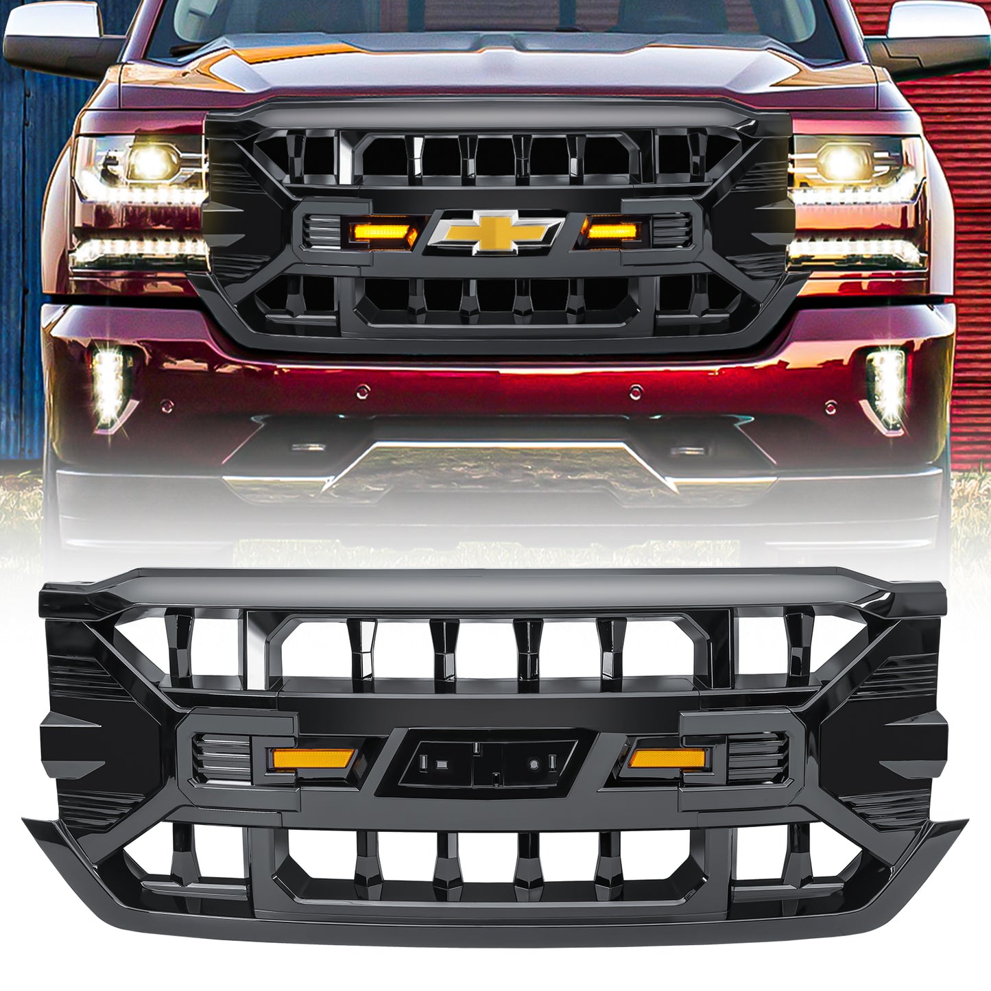 American Modified Armor Grille With Amber Lights And Emblem Base - AMCHCA00122