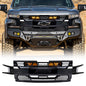 American Modified Armor Front Grille With Amber Lights - Glossy Black - AMCHCA00128