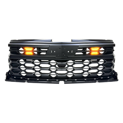 American Modified Armor Grille W/ LED Amber Lights Emblem Base & Front Camera Bracket-Matte Black - AMCHCA00141