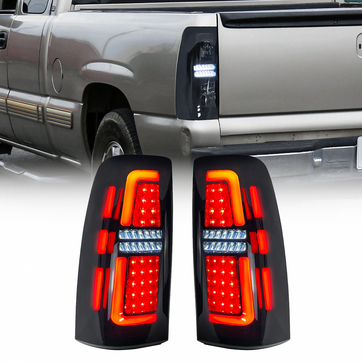 American Modified LED Tail Lights - Chrome Housing - Smoked Lens - AMCHCC00201