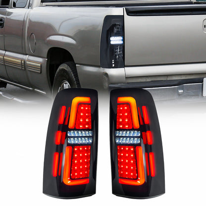 American Modified LED Tail Lights - Chrome Housing - Smoked Lens - AMCHCC00201