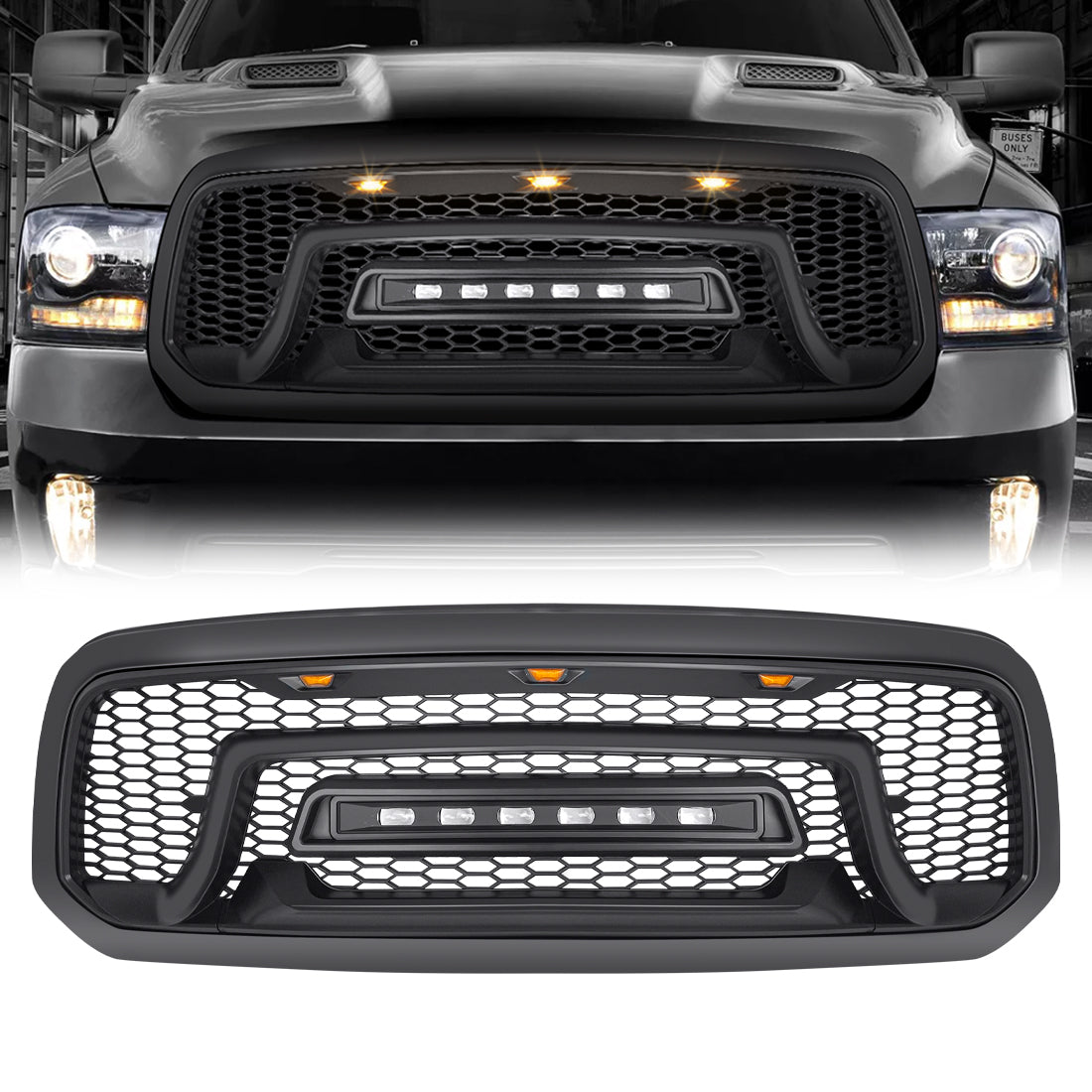 American Modified Armor Grille With LED Off-Road Lights - AMDEBA00101