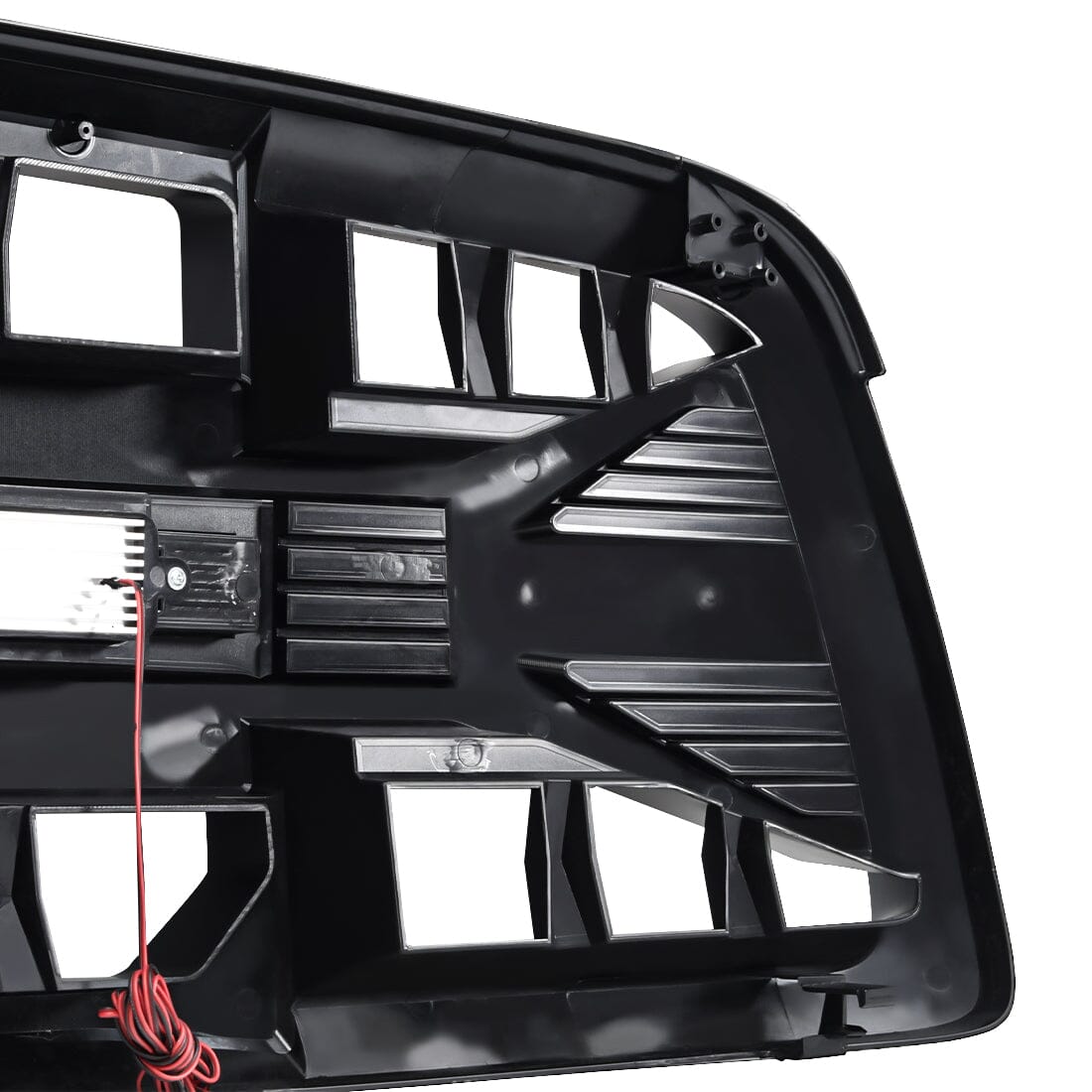 American Modified Armor Grille With Off-Road Lights - Glossy Black - AMDEBA00147