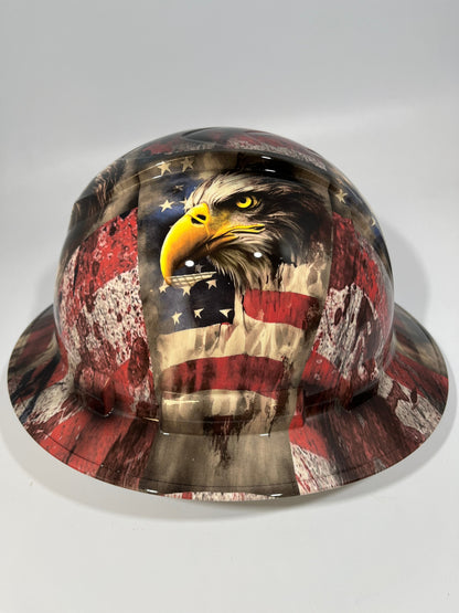 Full Brim Hard Hat Hydro Dipped American Flag Intense Eagle