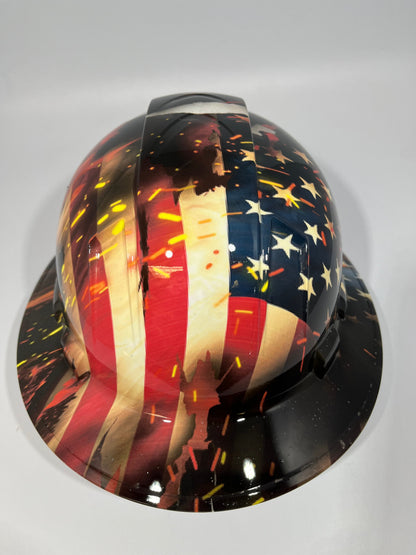 New Full Brim Hard Hat Custom Hydro Dipped AMERICAN PRIDE MEXICAN ROOTS