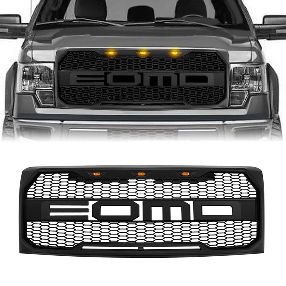 American Modified Raptor Style Upper Grille W/ Amber Lights Matte Black - AMFMAA00108