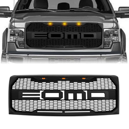 American Modified Raptor Style Upper Grille W/ Amber Lights Matte Black - AMFMAA00108