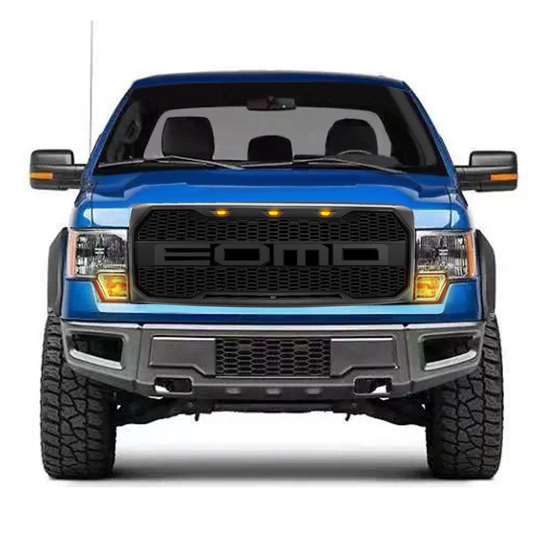American Modified Raptor Style Upper Grille W/ Amber Lights Matte Black - AMFMAA00108