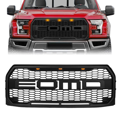 American Modified Raptor Style Upper Grille W/ Amber Lights Matte Black - AMFMAA00109