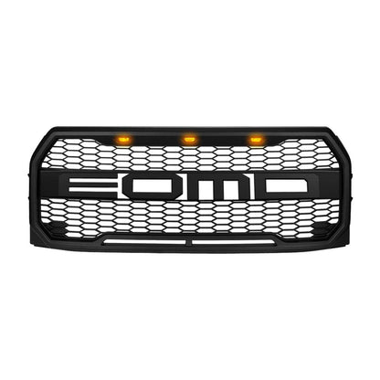 American Modified Raptor Style Upper Grille W/ Amber Lights Matte Black - AMFMAA00109