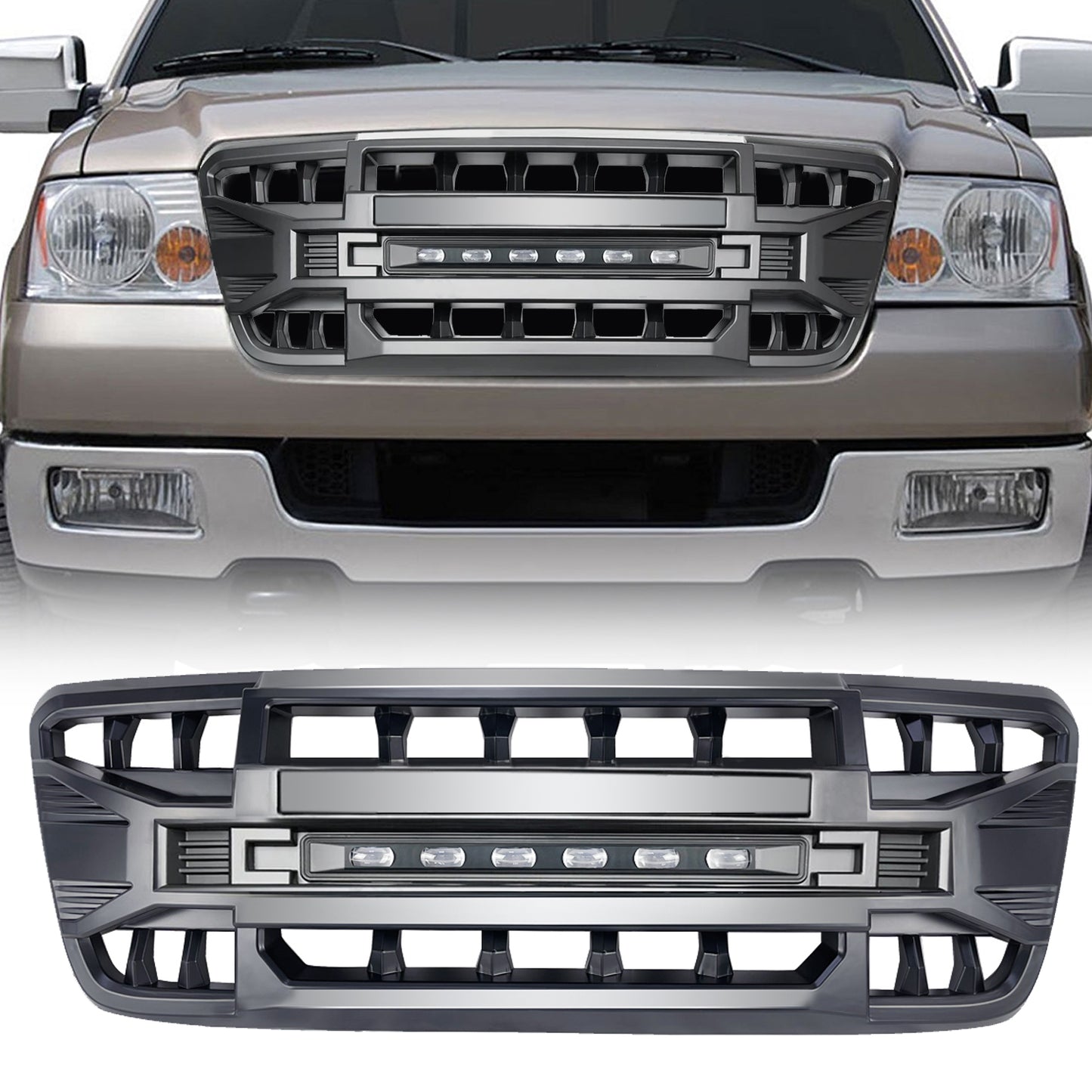 American Modified Armor Grille With LED Off-Road Lights - Matte Black - AMFMAA00113