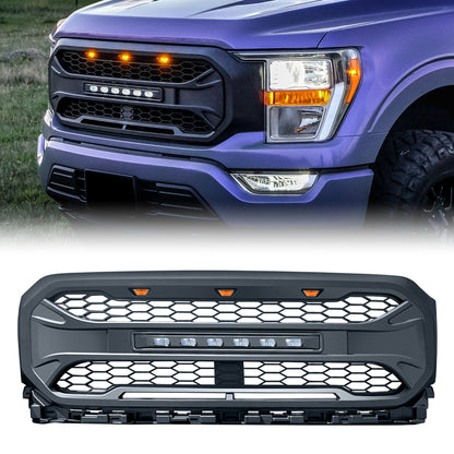 American Modified Armor Grille With LED Off-Road Lights - Matte Black - AMFMAA00120