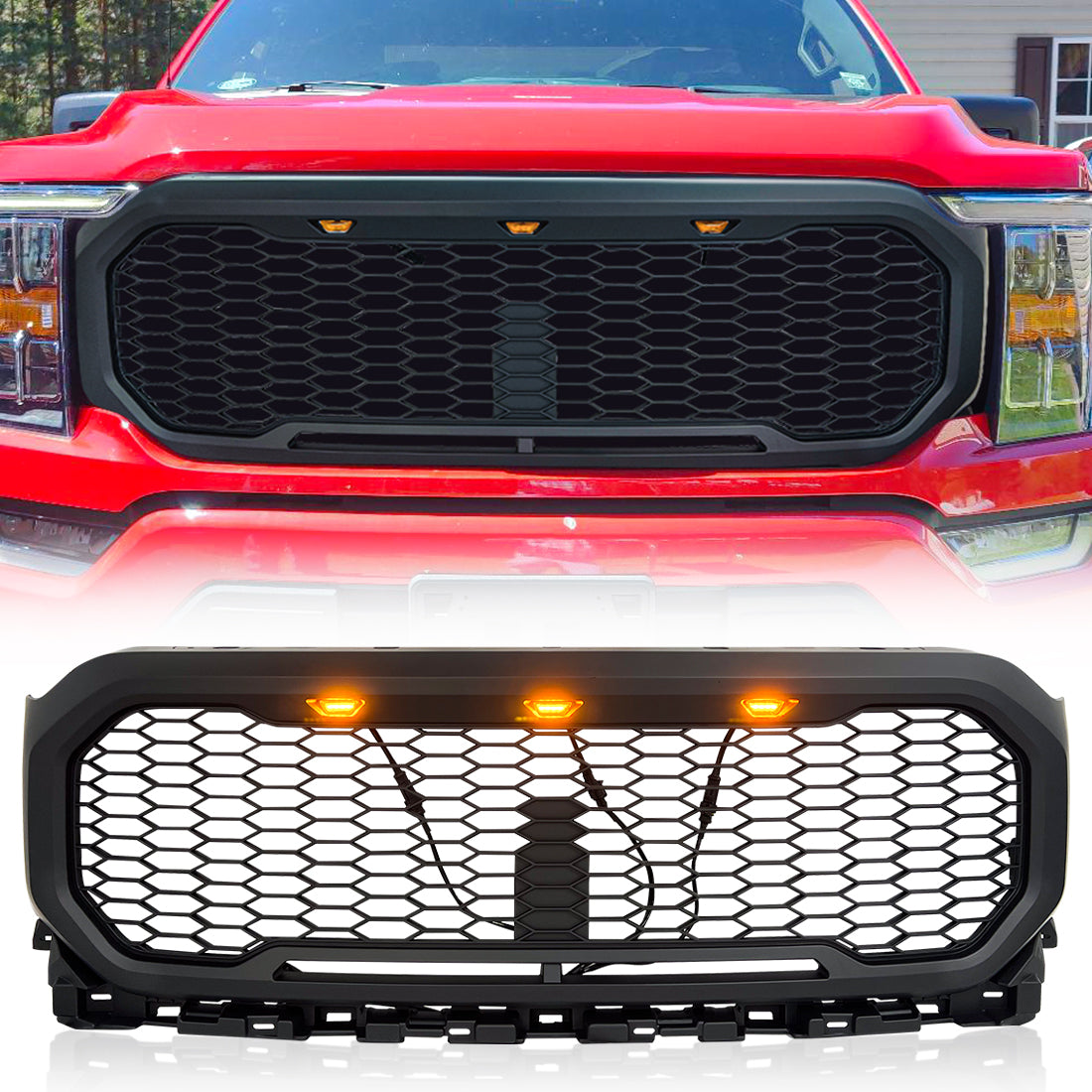 American Modified Mesh Grille With Amber Lights - AMFMAA00122