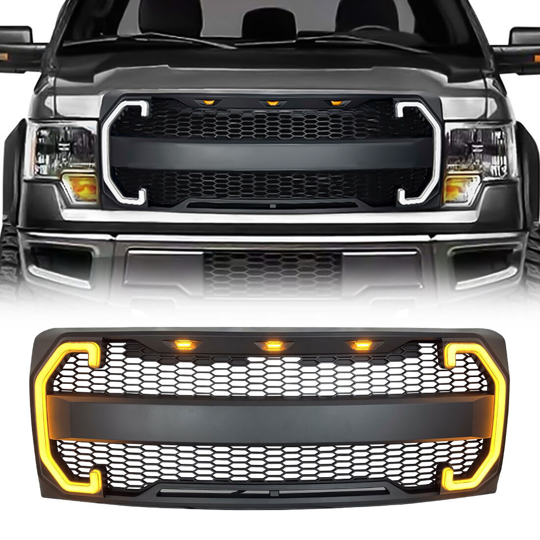 American Modified Raptor Style Grille With DRL And Sequenal Turn Signal - AMFMAA00124