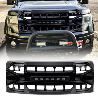 American Modified Armor Grille With Off-Road Lights - Glossy Black - AMFMAA00129