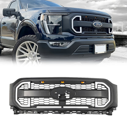 American Modified Raptor Style Mesh Grille With DRL And Turn Signal Lights - AMFMAA00133