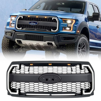 American Modified Mesh Grille With Amber Lights DRL Signal Lights And Emblem Base - AMFMAA00144