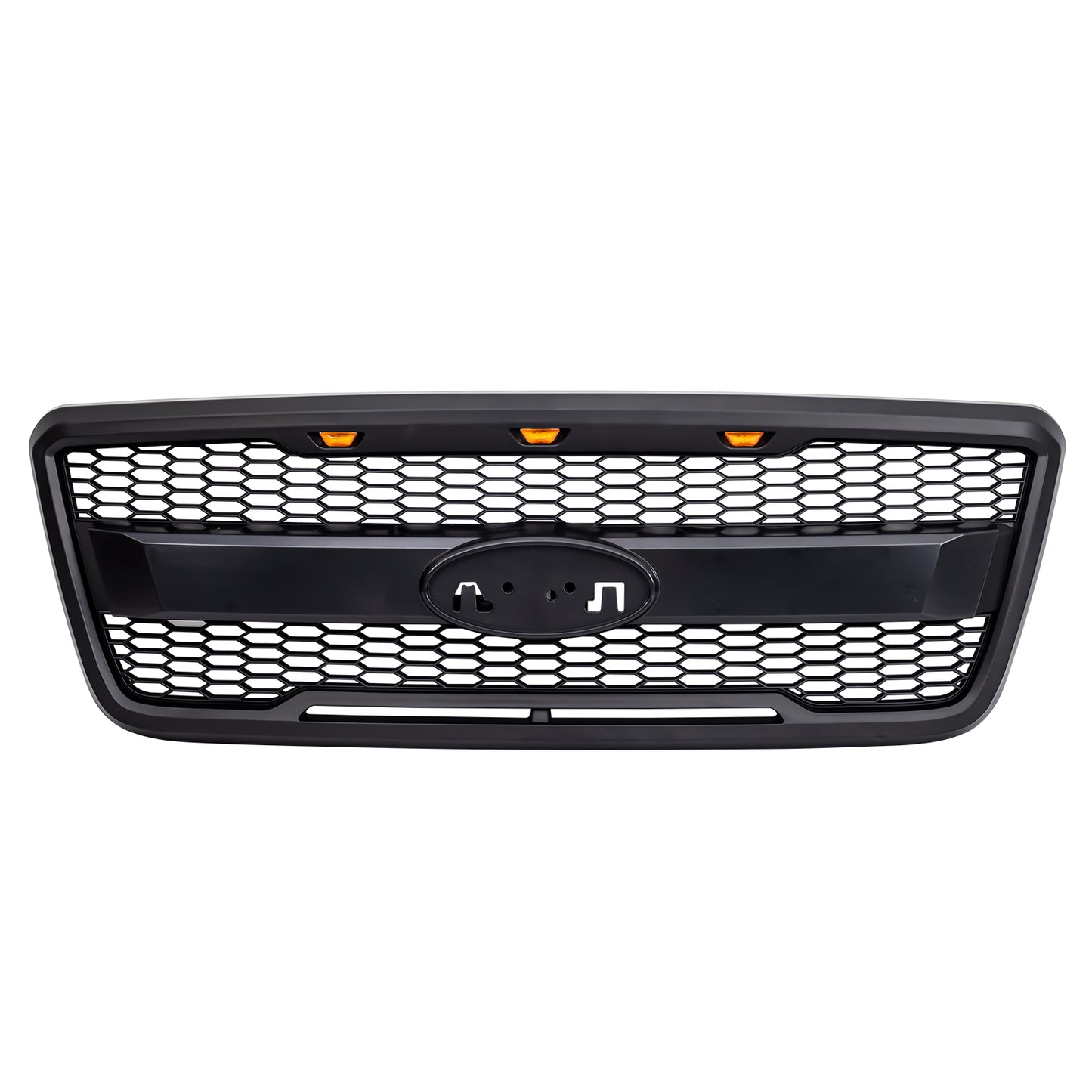 American Modified Raptor Style Grill W/ Amber Lightsl & Emblem Holder Matte Black - AMFMAA00158