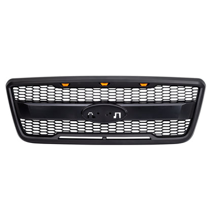 American Modified Raptor Style Grill W/ Amber Lightsl & Emblem Holder Matte Black - AMFMAA00158