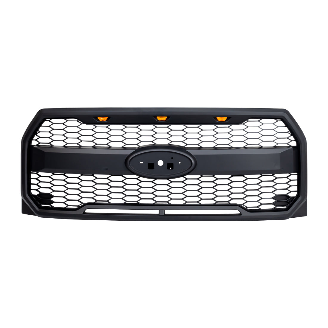 American Modified Raptor Style Grill W/ Amber Lights & Emblem Holder Matte Black - AMFMAA00160