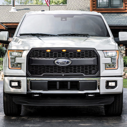 American Modified Raptor Style Grill W/ Amber Lights & Emblem Holder Matte Black - AMFMAA00160