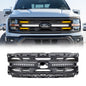American Modified Armor Grille W/ DRL Amber Lights & OEM Emblem Hole - Matte Black - AMFMAA00181