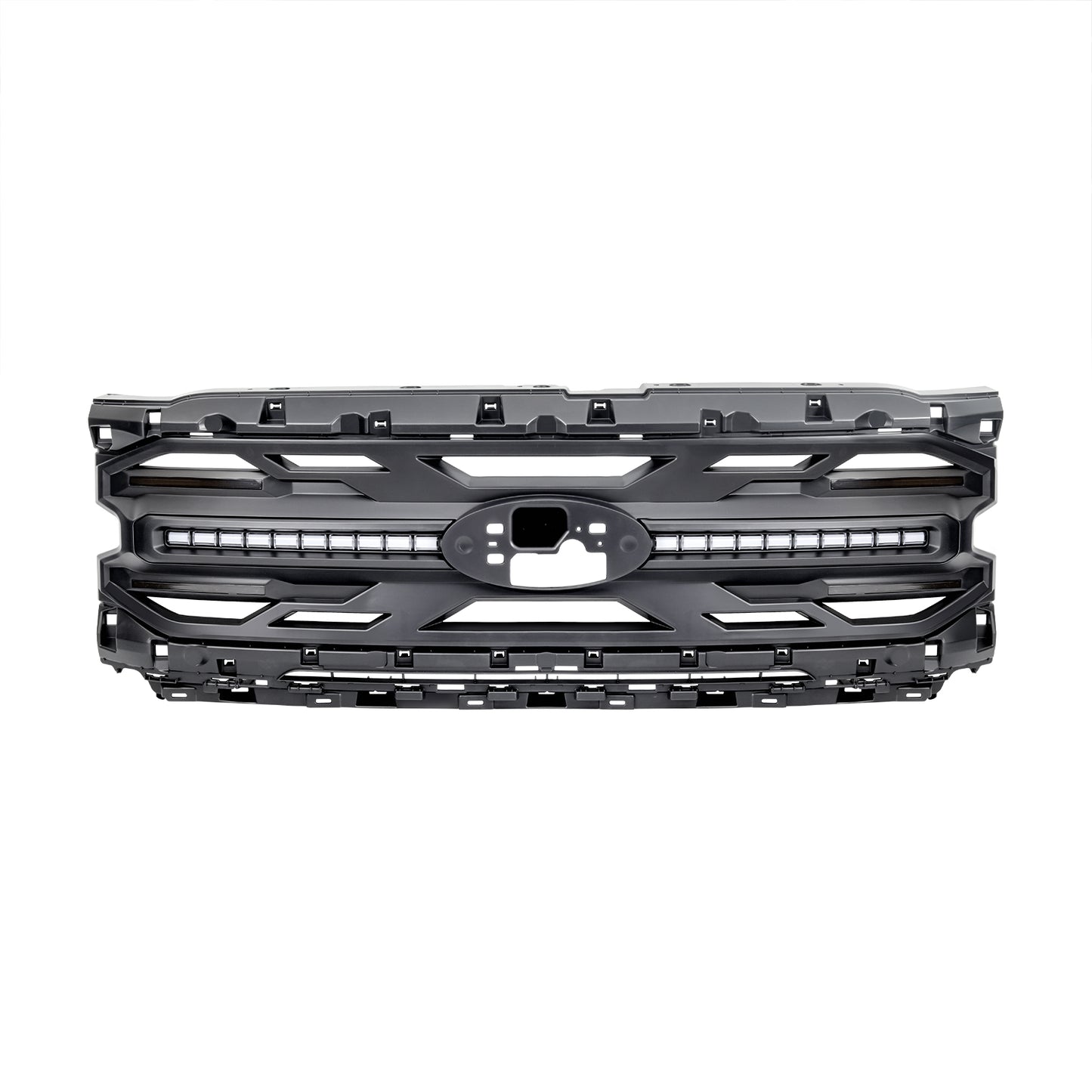 American Modified Armor Grille W/ DRL Amber Lights & OEM Emblem Hole - Matte Black - AMFMAA00181