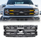 American Modified Armor Grille W/ Amber Lights & OEM Emblem Hole Matte Black (Without Central Emblem) - AMFMAA00187