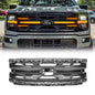 American Modified Armor Grille W/ Smoked DRL Amber Lights & OEM Emblem Hole Matte Black(Without Central Emblem) - AMFMAA00195