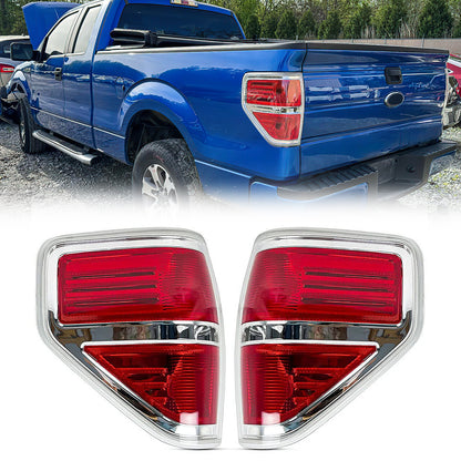 American Modified LED Tail Lights - Chrome Housing - Red Lens - AMFMAC00201