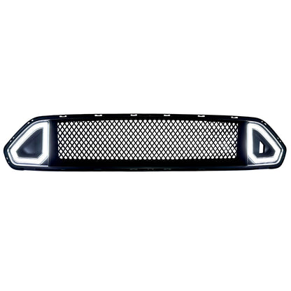 American Modified Front Mesh Upper Grille W/ LED DRL Turn Signal Light Matte Black - AMFMCA00607