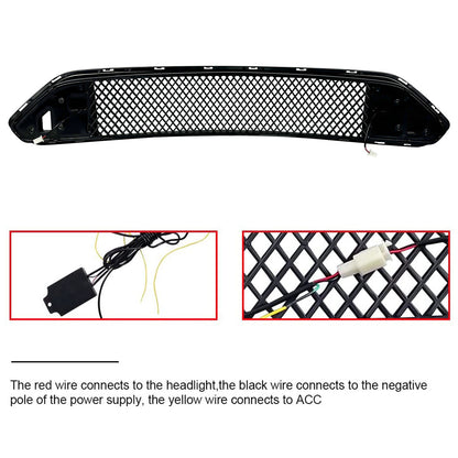 American Modified Front Mesh Upper Grille W/ LED DRL Turn Signal Light Matte Black - AMFMCA00607