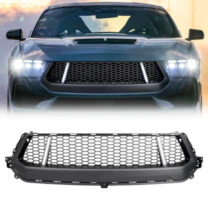 American Modified GT Style Front Upper Grille With LED DRL - Matte Black - AMFMCA00613