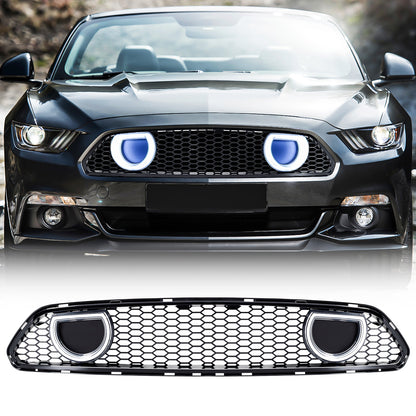 American Modified Mach 1 Style Upper Grille With LED DRL And Turn Signal - Glossy Black - AMFMCA00617