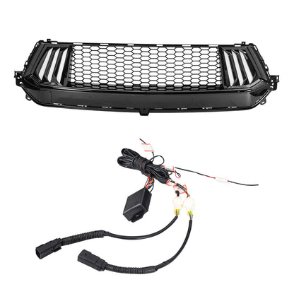 American Modified Upper Grille W/ Tri-LED DRL & Turn Signal Glossy Black - AMFMCA00620