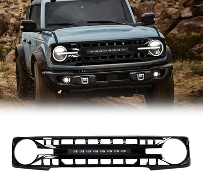 American Modified ARMOR GRILLE W/ Off-road Lights Glossy Black - AMFMEA00113