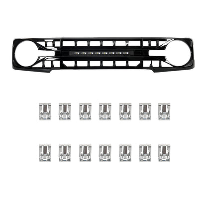 American Modified ARMOR GRILLE W/ Off-road Lights Glossy Black - AMFMEA00113