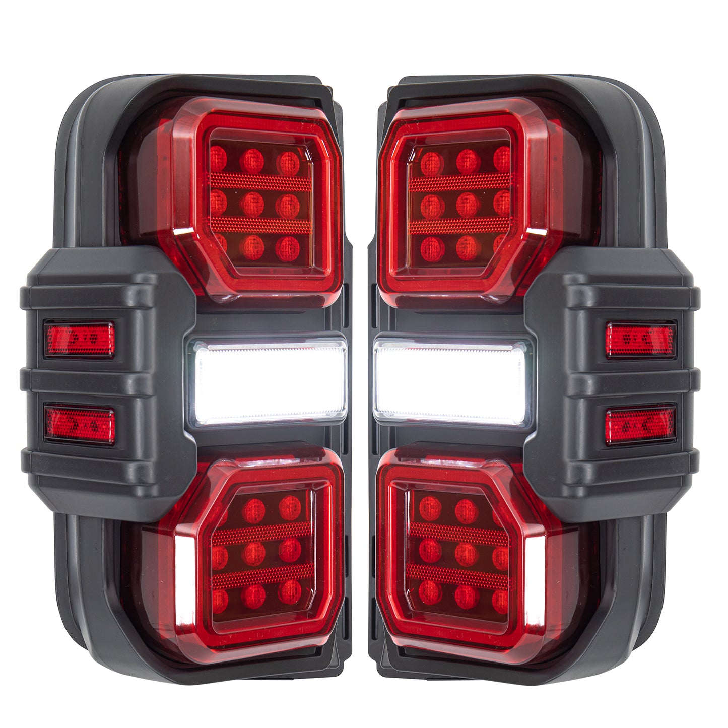 American Modified Raptor Style LED Tail Lights; Black Housing; Red Lens - AMFMEC00202