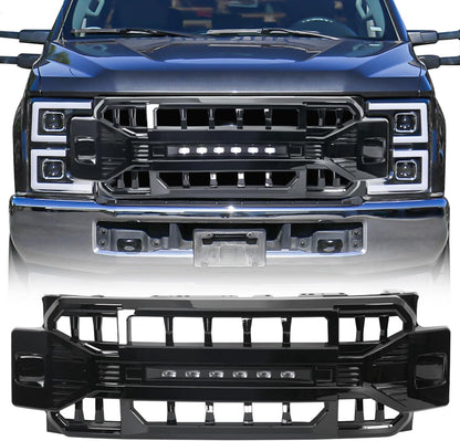 American Modified Armor Grille W/ Off-Road Lights Glossy Black - AMFMFA00122