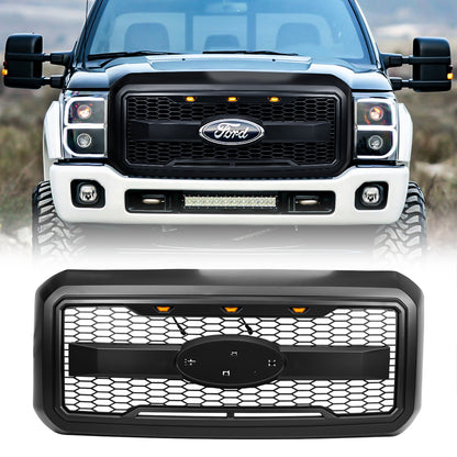 American Modified Raptor Style Mesh Grille With Amber Lights And Emblem Base - AMFMFA00126