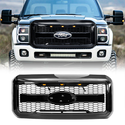 American Modified Raptor Style Mesh Grille With Amber Lights And Emblem Base - AMFMFA00127