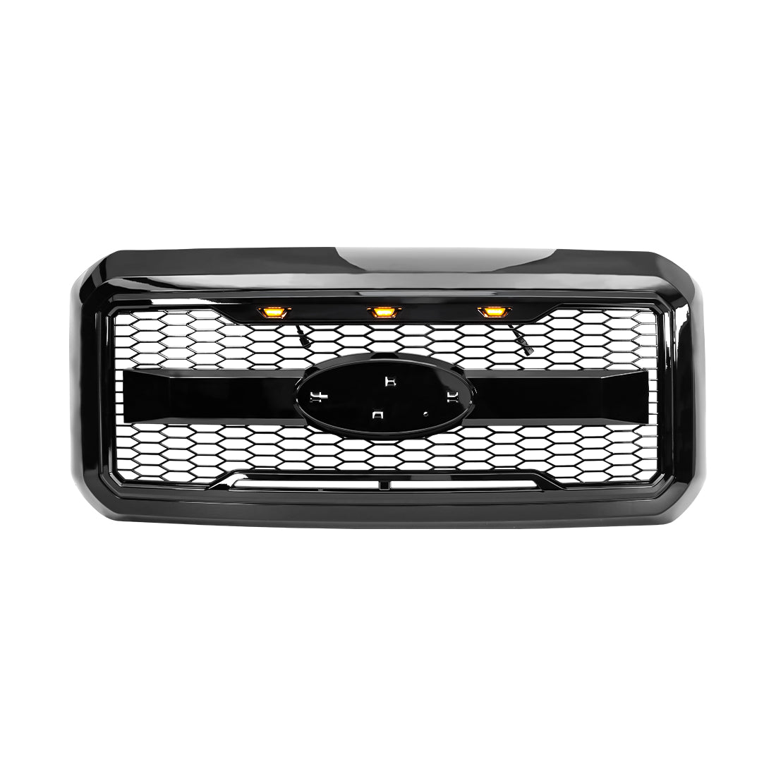 American Modified Raptor Style Mesh Grille With Amber Lights And Emblem Base - AMFMFA00127