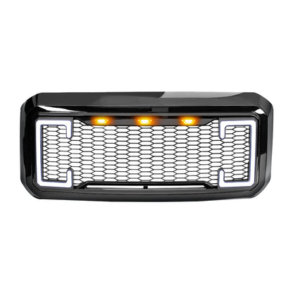American Modified Raptor Style Mesh Grille With Amber Lights DRL And Turn Signal Lights - AMFMFA00129