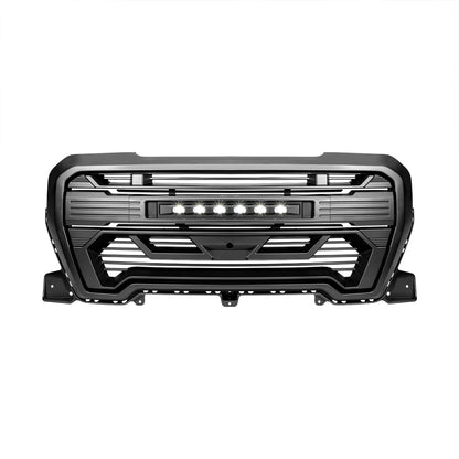 American Modified Armor Grille W/ LED Off-Road Lights Outside Surround And Front Camera Bracket Matte Black - AMGMAA00107
