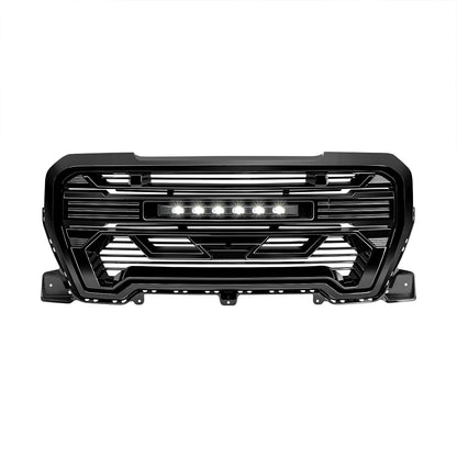 American Modified Armor Grille W/ LED Off-Road Lights Outside Surround And Front Camera Bracket Glossy Black - AMGMAA00108