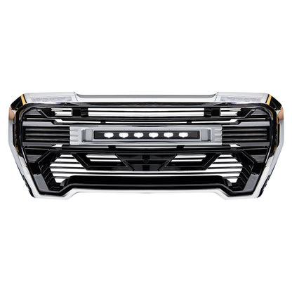 American Modified Armor Grille W/ LED Off-Road Lights Outside Surround And Front Camera Bracket Chrome & Glossy Black - AMGMAA00109
