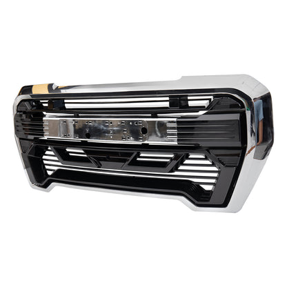 American Modified Armor Grille W/ Emblem Base Outside Surround And Front Camera Bracket Chrome & Glossy Black - AMGMAA00112