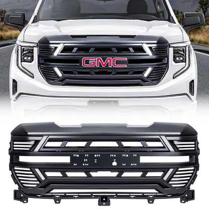 American Modified Armor Grille W/ DRL Camera Bracket & OEM Emblem Hole - Matte Black - AMGMAA00127